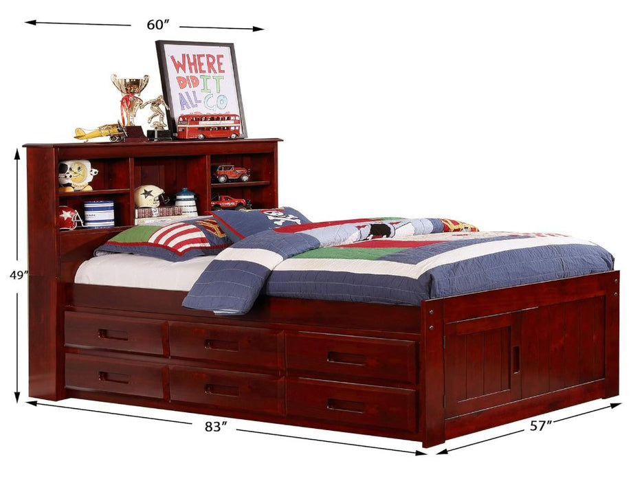Discovery World Furniture Full Bookcase Captains Bed in Merlot - Discovery World Furniture