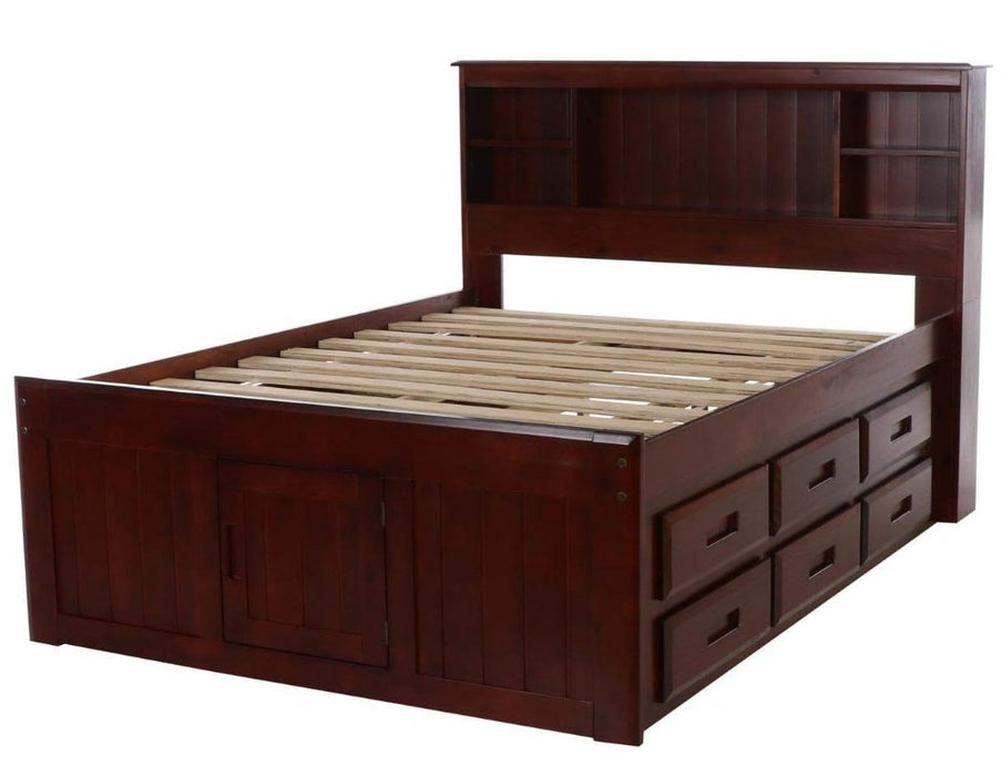 Discovery World Furniture Full Bookcase Captains Bed in Merlot - Discovery World Furniture