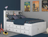 0221 - Full Bookcase Captains Bed in White - Discovery World Furniture