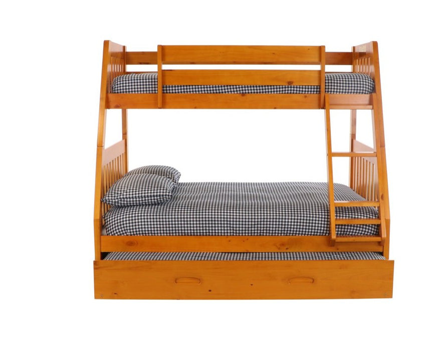 2117 - Twin over Full Bunk Bed Honey - Discovery World Furniture