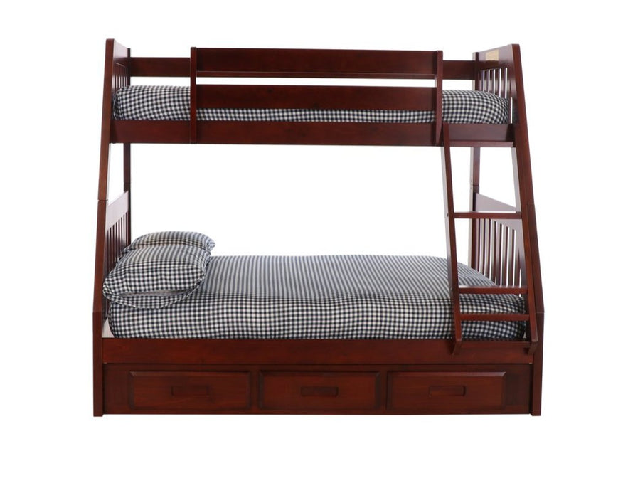 2819 - Twin over Full Bunk Bed in Merlot - Discovery World Furniture