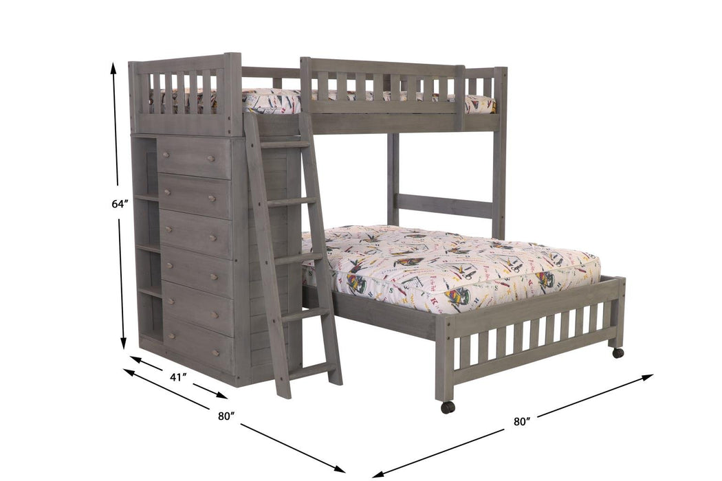 3205 - Twin over Full Loft Bed in Charcoal - Discovery World Furniture