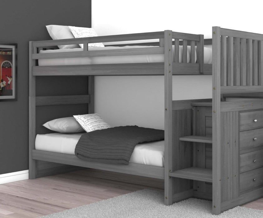 83217 - Twin over Twin Stairbed in Charcoal - Discovery World Furniture