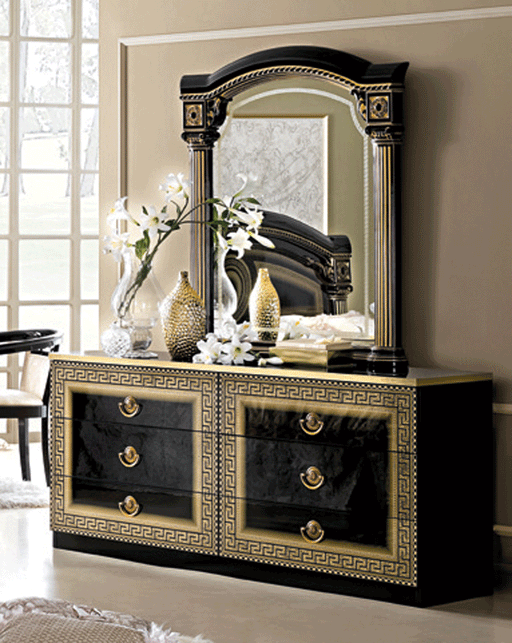 Aida Black w/Gold Double Dresser - ESF Furniture