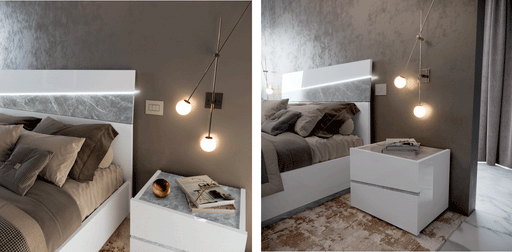 Alba Bed w/ Light, Italy SET - ESF Furniture
