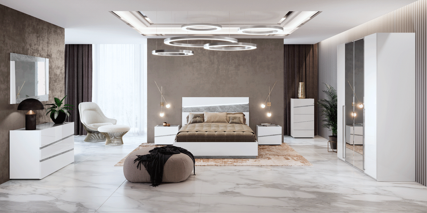 Alba Bed w/ Light, Italy SET - ESF Furniture
