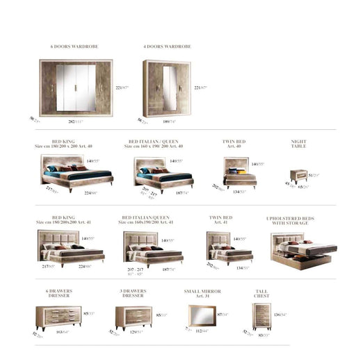 ArredoAmbra Double Dresser / Mirror SET - ESF Furniture