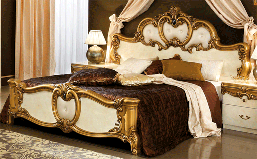 Barocco Ivory/Gold Queen Size Bed - ESF Furniture