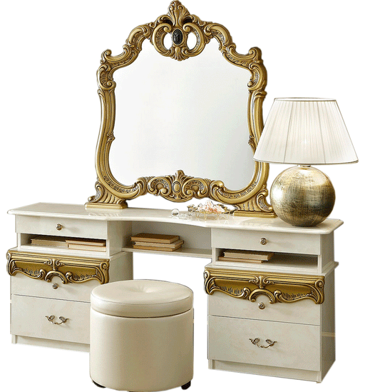 Barocco Ivory/Gold Vanity Dresser SET - ESF Furniture