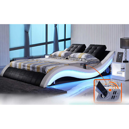 Bianca Curved Modern Leather Platform Smart Bed With LED Light - Jubilee Furniture