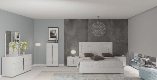 Carrara Bed White w/Light SET - ESF Furniture