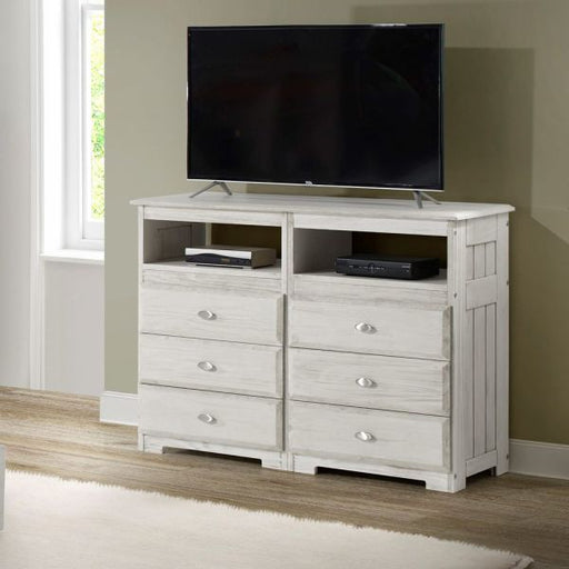 Discovery World Furniture 6 Drawer Entertainment Dresser in Ash - Discovery World Furniture