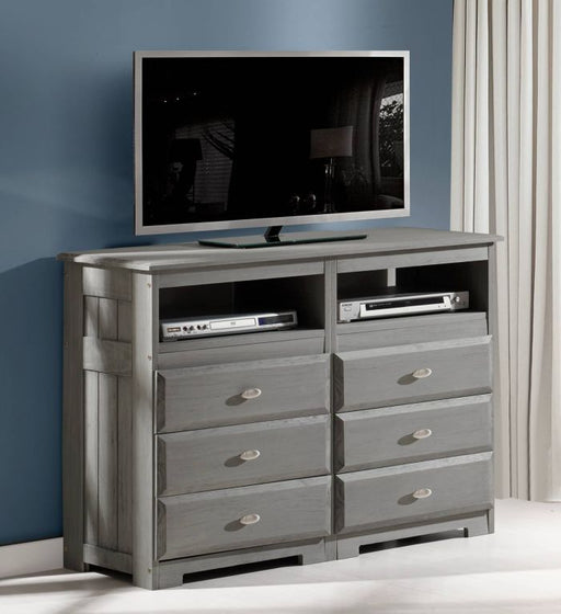 Discovery World Furniture 6 Drawer Entertainment Dresser in Charcoal - Discovery World Furniture