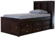 Discovery World Furniture Twin Bookcase Captains Bed in Espresso - Discovery World Furniture