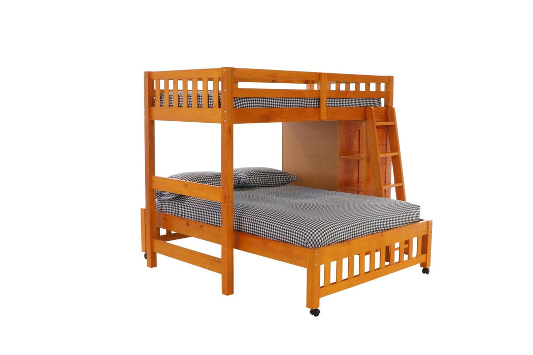 Discovery World Furniture Twin over Full Loft Bed in Honey - Discovery World Furniture