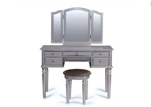 F4079 - Vanity Set with Foldable Mirror in Silver - Poundex