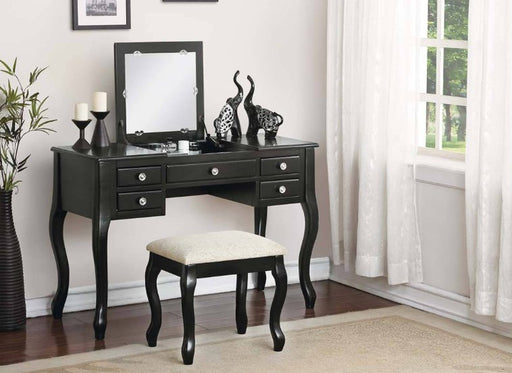 F4146 - Vanity Set + Stool with Flip-Down Panel in Black - Poundex