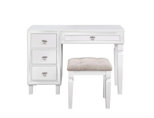 F4203 - Vanity Set + Stool with 3-Drawers in White - Poundex
