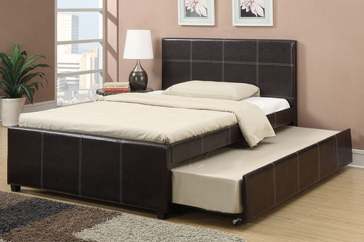 F9214 - Faux Leather Youth Bed with Trundle in Espresso - Poundex