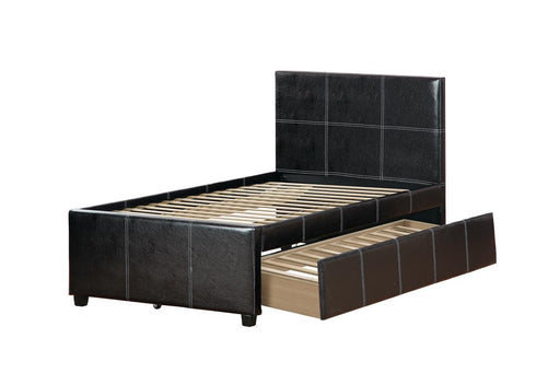 F9214 - Faux Leather Youth Bed with Trundle in Espresso - Poundex