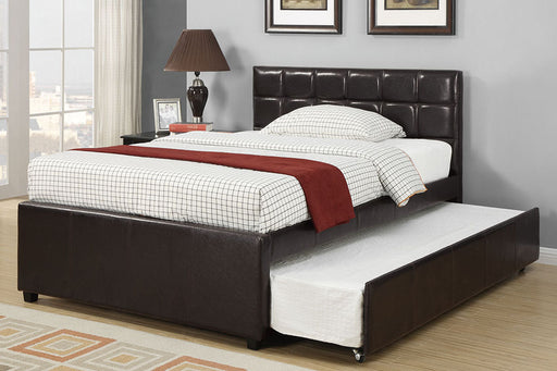 F9215 - Faux Leather Youth Bed with Trundle in Espresso - Poundex