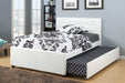 F9216 - Faux Leather Youth Bed with Trundle in White - Poundex