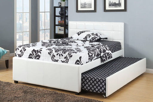 F9216 - Faux Leather Youth Bed with Trundle in White - Poundex