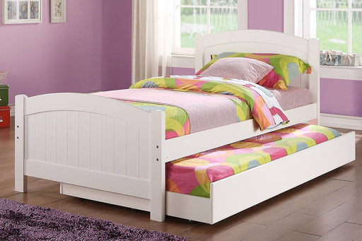 F9218 - Wooden Twin Size Bed with Trundle in White - Poundex