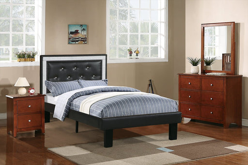 F9376 - Faux Leather Youth Bed in Black & Glam Trim - Poundex