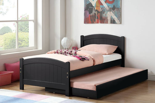 F9409 - Wooden Twin Size Bed with Trundle in Black - Poundex