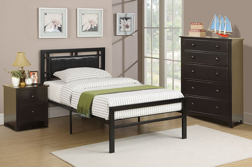 F9413 - Faux Leather Youth Size Bed in Black - Poundex