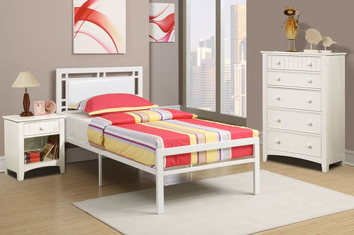 F9414 - Faux Leather Youth Size Bed in White - Poundex