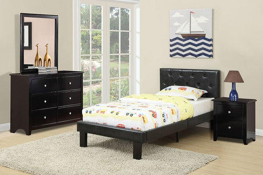 F9415 - Faux Leather Youth Size Bed in Black - Poundex