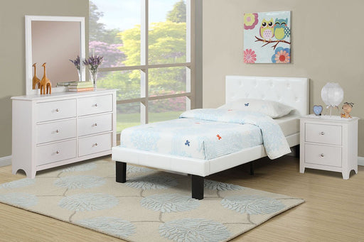 F9416 - Faux Leather Youth Size Bed in White - Poundex