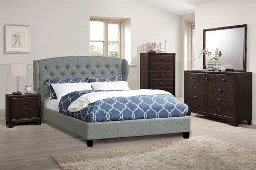 F9439 - Wooden Polyester Bed in Gray - Poundex