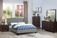 F9439 - Wooden Polyester Bed in Gray - Poundex