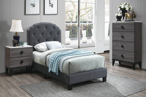 F9572 - Burlap Fabric Bed in Charcoal - Poundex