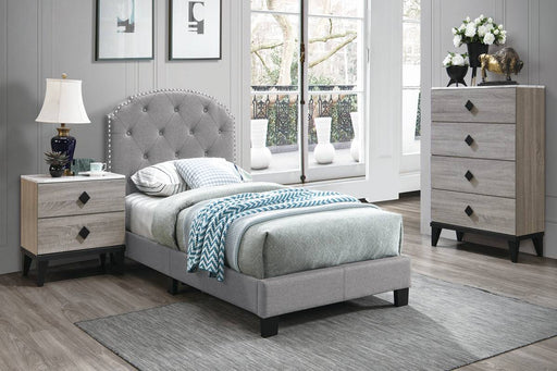 F9573 - Burlap Fabric Bed in Light Gray - Poundex