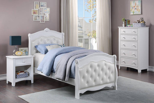 F9582 - Faux Leather Youth Bed in White - Poundex