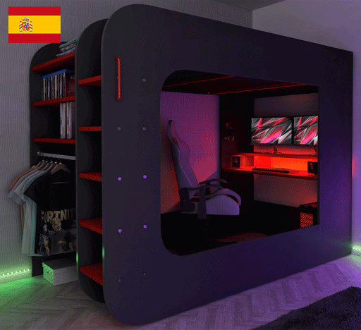 Gamer Bed Red & Black SET - ESF Furniture