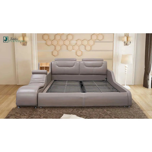 Giamo Leather Bed with Chaise and Storage - Jubilee Furniture