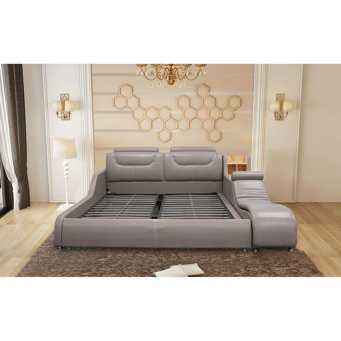 Giamo Leather Bed with Chaise and Storage - Jubilee Furniture