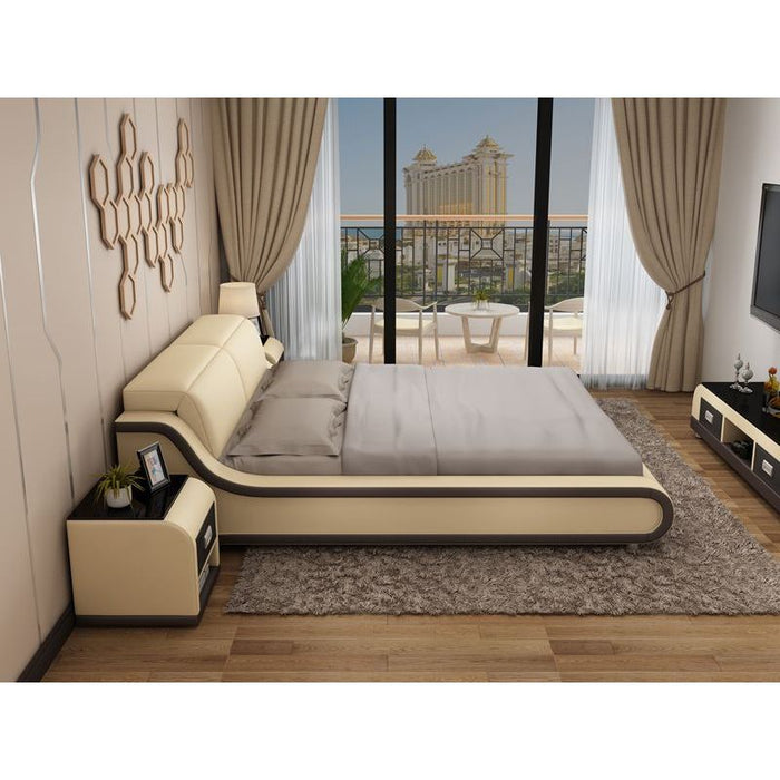 Hillsby Modern Leather Platform Bed - Jubilee Furniture