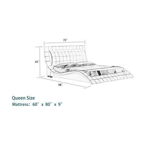Hnoss Curved Modern Leather Platform Bed - Jubilee Furniture