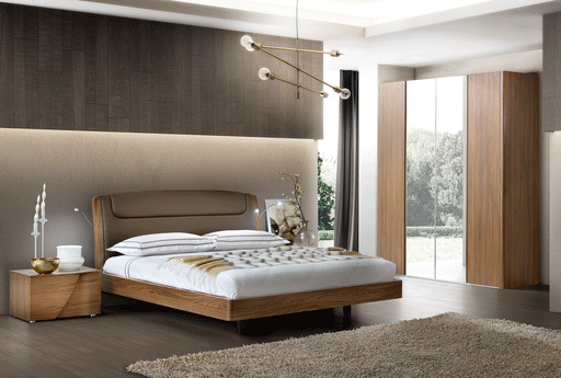 Luna QS Bedroom Set **Dark Headboard (QS Upholstered Bed, 2xNight Stand, Dressing Table, Mirror) SET - ESF Furniture