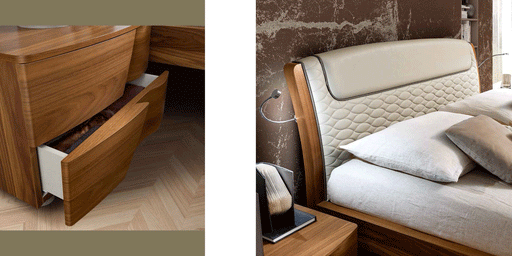 Luna QS Bedroom Set **Light Headboard (QS Upholstered Bed, 2xNight Stand, Dressing Table, Mirror) SET - ESF Furniture