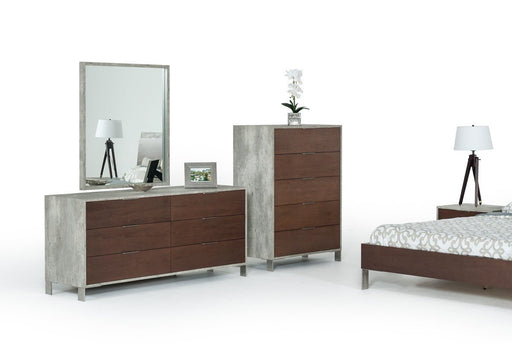 Nova Domus Redmond Modern Dark Walnut & Faux Concrete Dresser - Jubilee Furniture