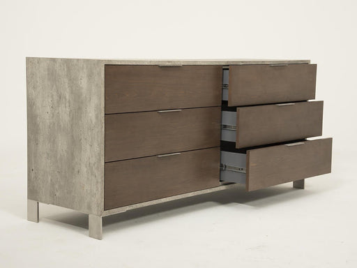 Nova Domus Redmond Modern Dark Walnut & Faux Concrete Dresser - Jubilee Furniture