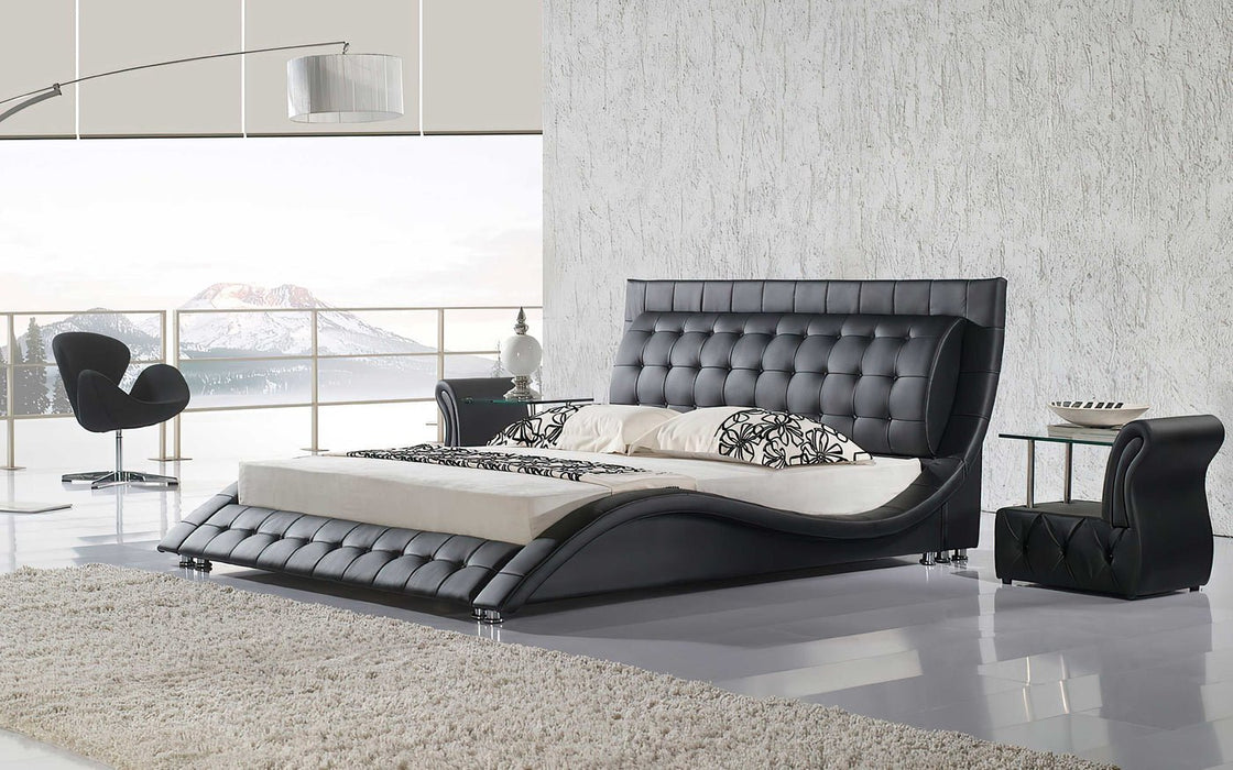Odin Curved Modern Leather Platform Bed - Jubilee Furniture