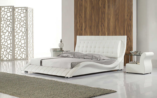 Odin Curved Modern Leather Platform Bed - Jubilee Furniture